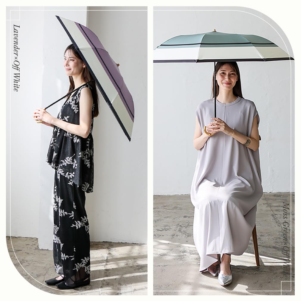 Vita Felice short umbrella both sunny and rainy for women green x [VITAFELICE] 2-fold (for days/ribs 55cm) pru-30283z (moss off-white)