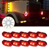 10PCS Side 2 Marker Lights LED Truck Trailer Oval Clearance Lamp Red 12V