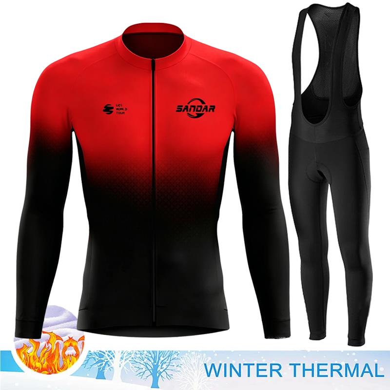 Men Winter Fleece Thermal Jacket MTB Bicycle Clothing Long Sleeve Cycling Jerseys Set Ciclismo Outdoor Warm Cothes Pants