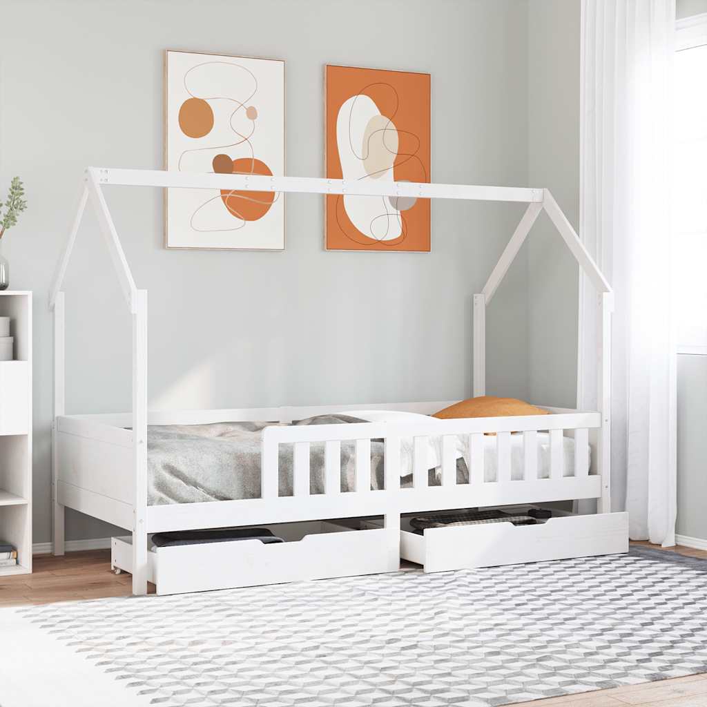 Kids  Bed with Drawers 80x200 cm Solid Pine Wood