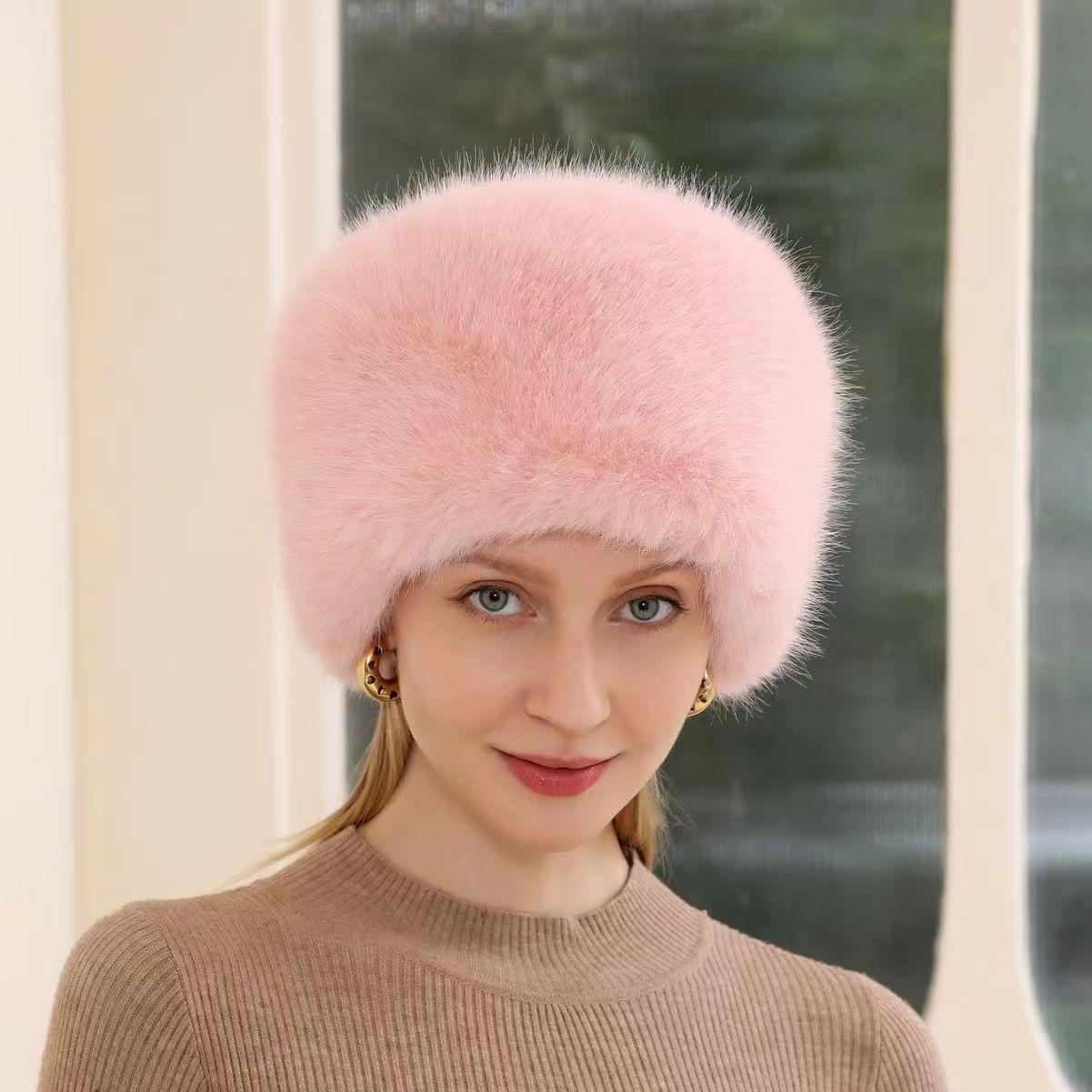 

New Autumn and Winter Warm Basin Hat Ear Protection Sweet Fashion Hat Trendy Women s Outdoor Hat рожевий червоний колір