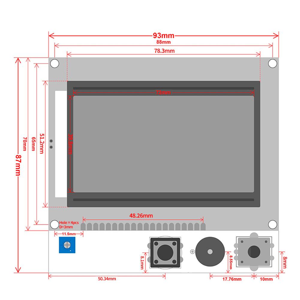 Full Graphic Smart Controller 12864 LCD Display W/Cable For RAMPS 1.4 3D Printer