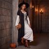 Medieval Renaissance Vintage Style Women's Dress Lace-Up Waist Tie Long Sleeve Court Gown Stage Performance Costume