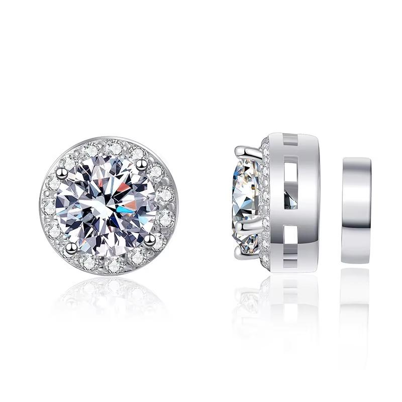 1CT S925 Silver Moissanite Magnetic Earrings