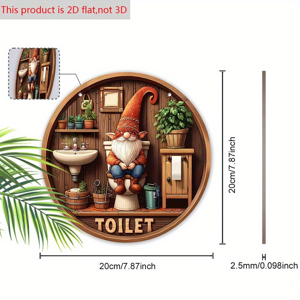Lodge Style Gnome Bathroom Wooden Sign - Rustic Decorative Plaque with Family Themed Toilet - Ideal Hanging Ornament for Home, Yard, Balcony Decor