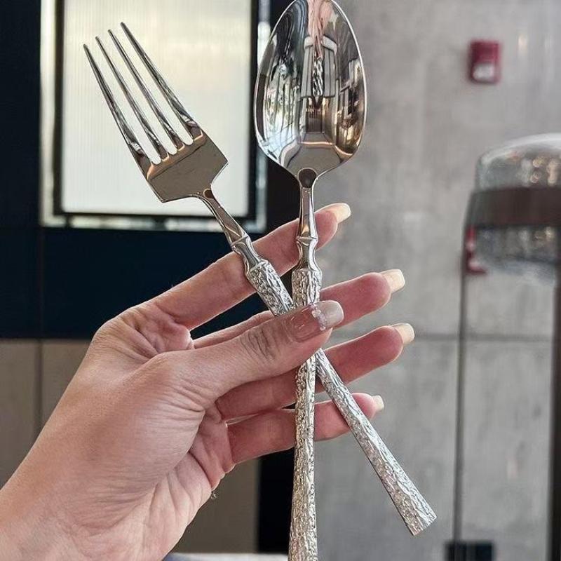 Tree Pattern Stainless Steel Knife, Fork And Spoon Western Tableware Fork And Spoon Suitable For Hotels And Western Restaurants