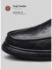 Men's British Style Cowhide Slip-On Leather Shoes: Versatile, Height-Increasing, Trendy for Casual or Wedding Wear.
