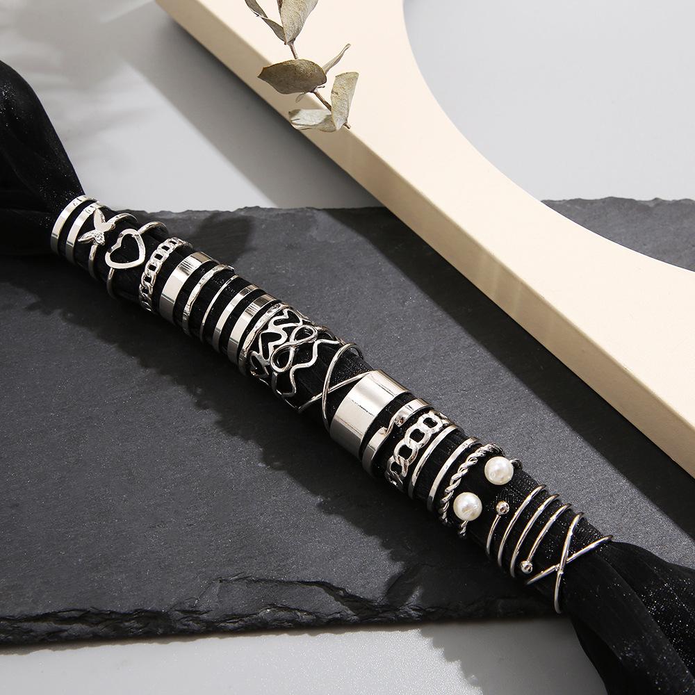 Ensemble de 22 bagues ouvertes multi-articulations: Motifs Cœur & Papillon pour Femmes