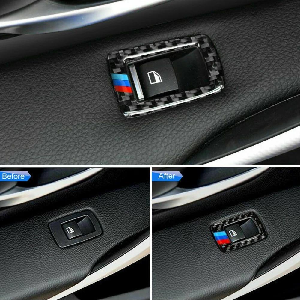 Car Door Window Switch Frame Cover Trim Carbon Fiber Molding Sticker Kit For BMW F20 F30 F34 F36 F48 1 3 4 Series