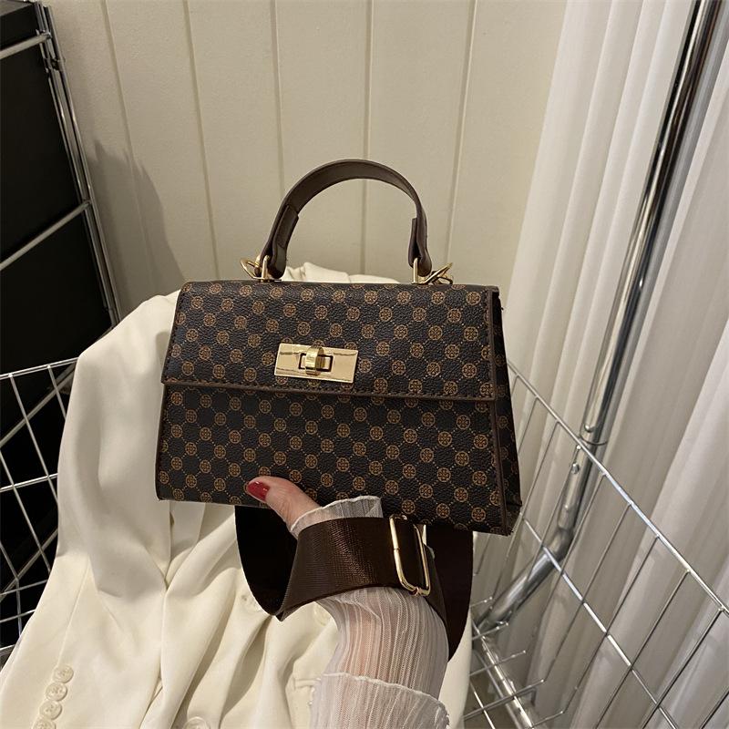 

Сумка женская через плечо в стиле ретро, с элегантным клетчатым дизайном, с замком и коричневый