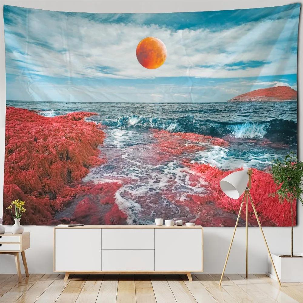 Cave Scenery Moon Pattern Tapestry Home Wall Decoration Tapestry Bedroom Living Room Tapestry
