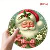 Christmas Santa Wreath Metal Wall Decor Red Bow Holly Poinsettia Round Iron Sign Farmhouse Garden Holiday Home Decoration