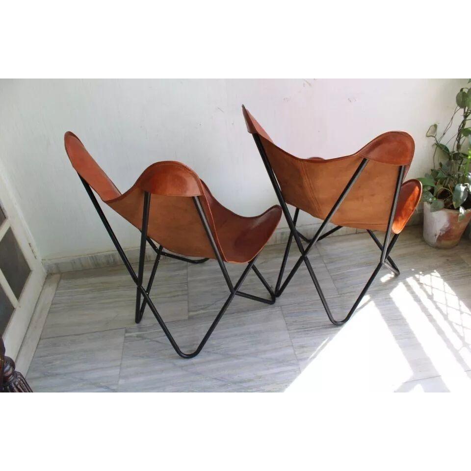 leather Butterfly Chair Set of 2 Premium Vintage Leather living room Lounge