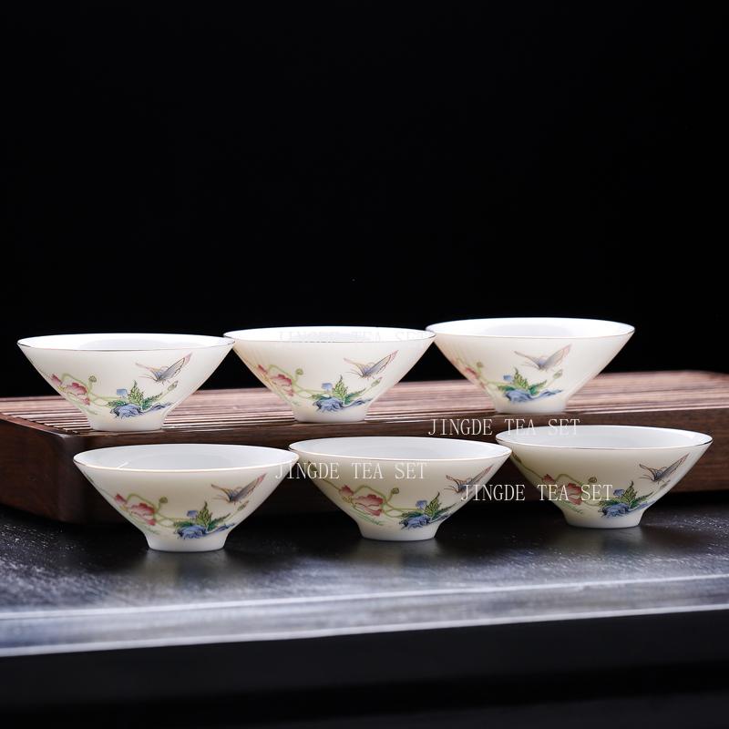 50ml Sheep Fat Jade Bucket Hat Cup Drinking Green Tea Cups At Home Dehua White Porcelain Kung Fu Tea Cup High End Tea Set