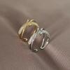 Minimalist Geometric Interwoven Ring For Women Unique Crossed Band Cool Tone Elegant Statement Jewelry