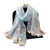 Silk Wool Embroidered Silk Scarf Women'S Fashion Foreign Style Winter Warm Scarf Cold Shawl with Thin Style