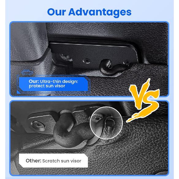 Sun Visor Repair Kit,Upgrade Wrangler Visor Repair Kit Aluminum Alloy Sun Visor Clips Replacement for Jeep Wrangler JK 2018/Wrangler 2018-/Gladiator