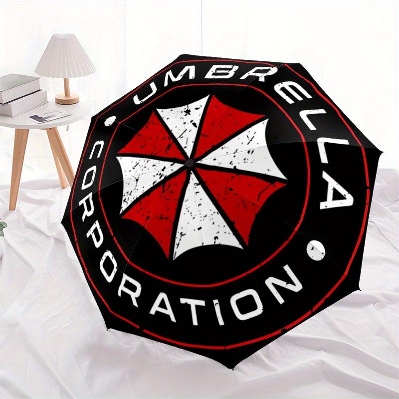 

1pc Umbrella Corporation Logo Automatic Opening Folding Umbrella - Portable 3-Fold Design with Iron Frame - Outdoor, for Fans, Travelers, Daily U