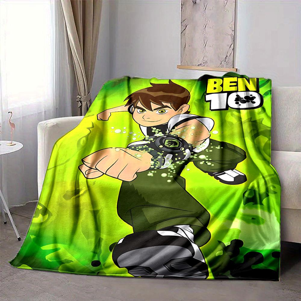 1pc Ben 10 Blanket Lightweight Flannel Throw For Sofa, Bed, Travel, Camping, Livingroom, Office, Couch, Chair, And Bed