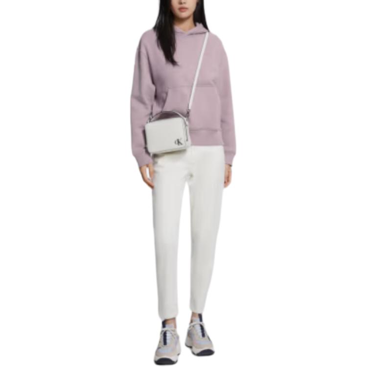 Calvin Klein Lässiger minimalistischer bestickter Buchstaben einfarbiger Hoodie Damen Sweatshirt Helllila 40WH100-NRV