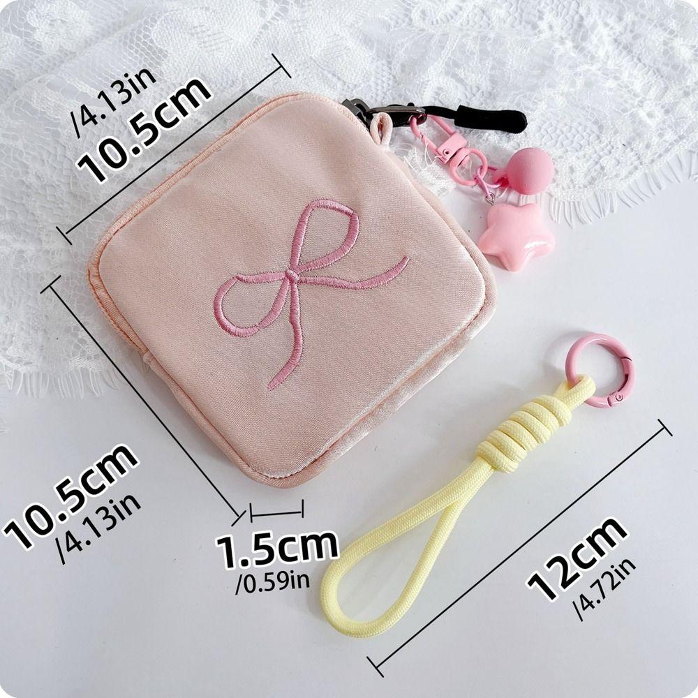 Portable Cute Zero Wallet Bowknot Cosmetic Bag Multifunctional Sanitary Napkin Storage Bag  Women