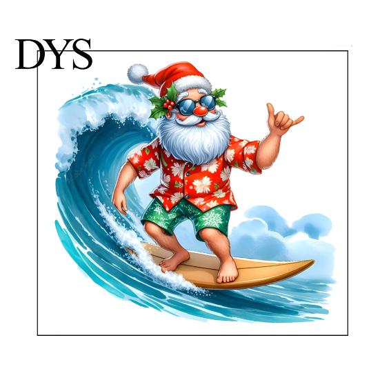 DIY Window Display Stickers Christmas Surfing Santa Claus Static Glass Sticker, Tropical Waterproof PVC Decal for Sunproof Surface Decals Home