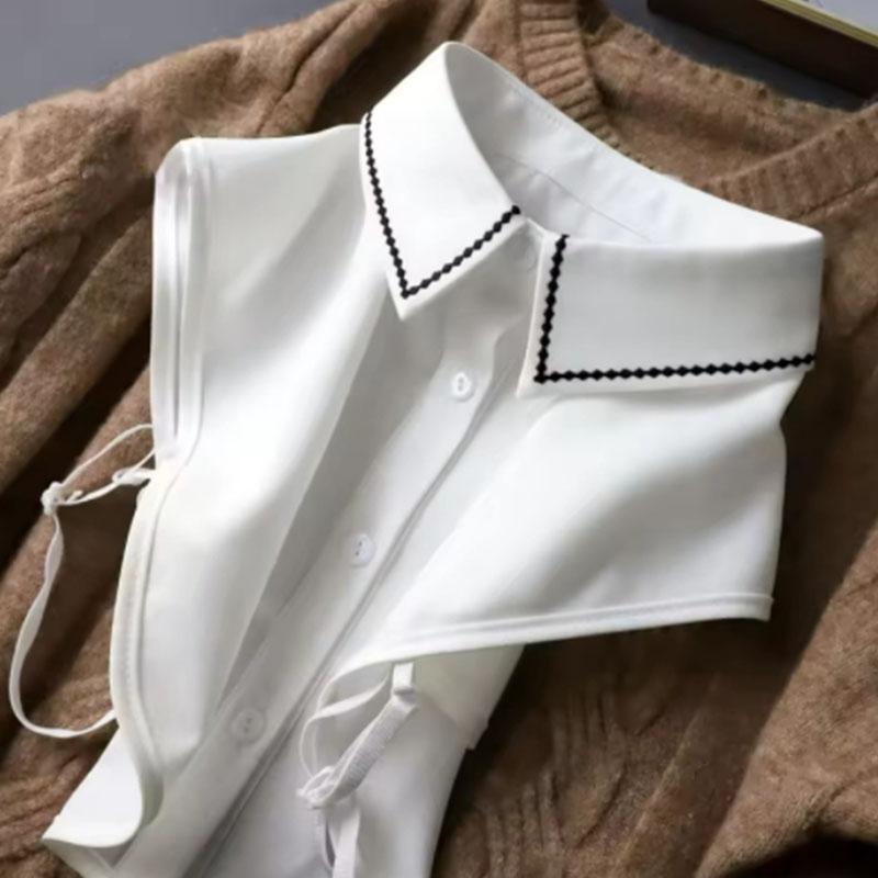 Womens Shirt Fake Collar Classic Blouse Tops Shirt Solid Color Shirt Detachable Collar Female Removable False Fuax Collars