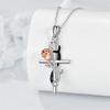 Charm Female Rose Flower Cross Pendant Necklace Vintage Silver Color Wedding  For Women