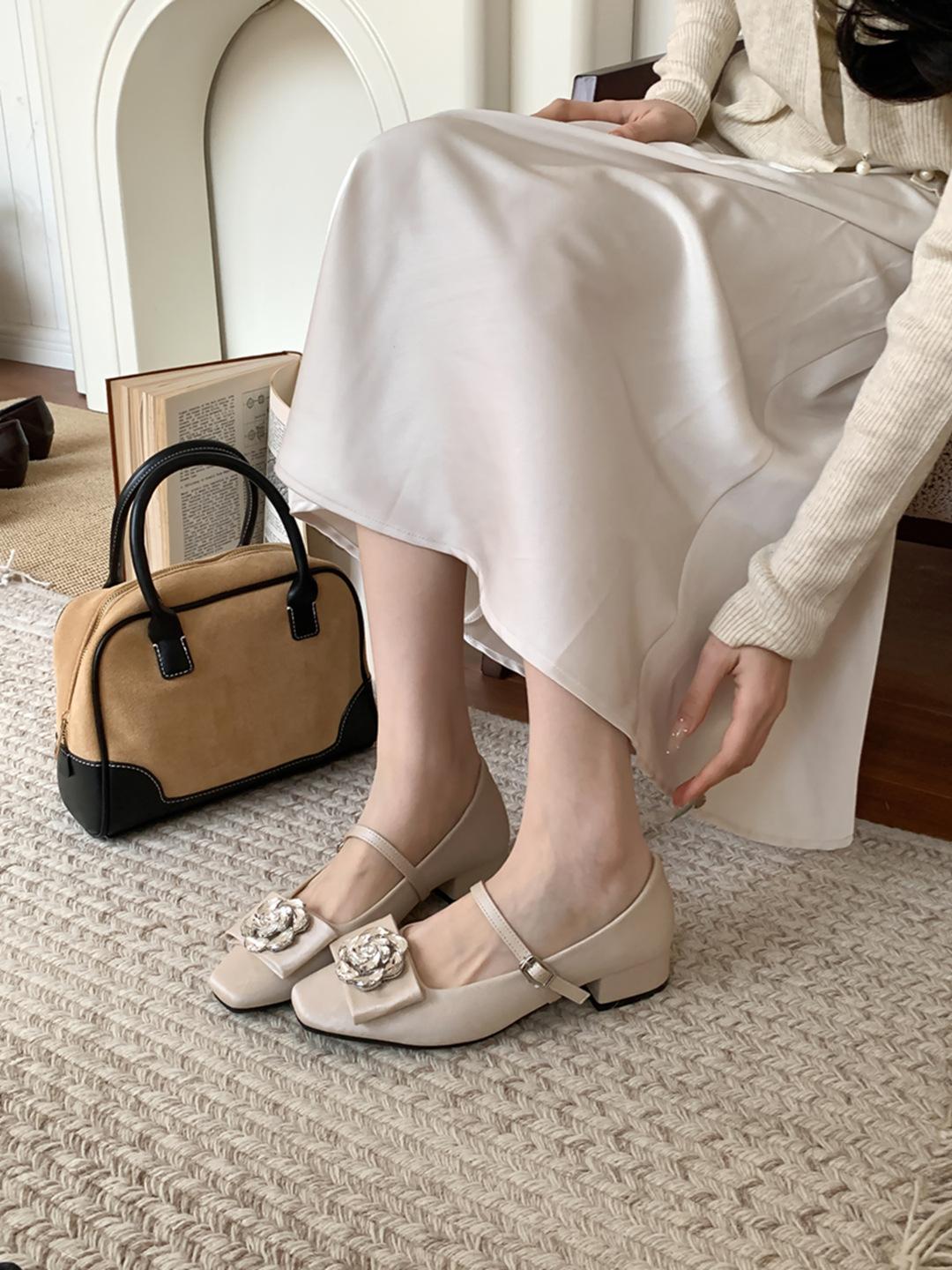 

Camellia high heels for women Mary Jane thick heels single shoes for women 2025 spring commuter style light mouth shoes children s fashion 39