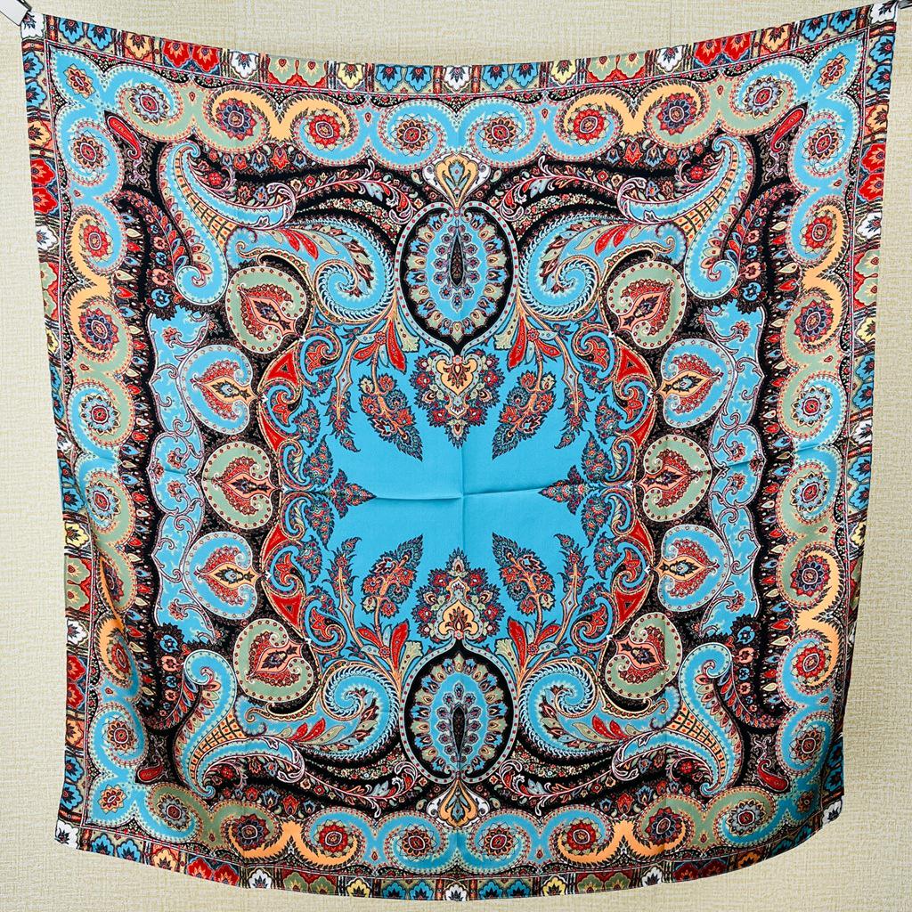 Guochao Lotus Landscape 100% Mulberry Silk Scarf - Versatile Women's Square Shawl