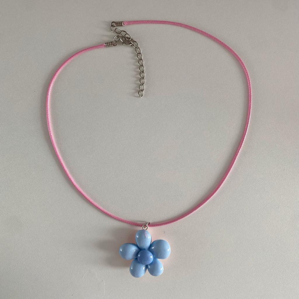 Sweet Colorful Flower Necklace Statement Pendant Necklace Floral Design Neck Jewelry Rope Necklace Perfect Gift for Women Girl