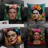 FFridas Painting Art Fashion Cushion Cover Natural Linen Organic Fabric DoubleSided Printing Sofa Home Decor Gift Pillow Case
