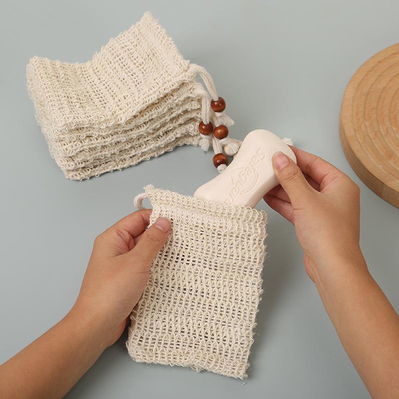 1-10 Stück Duschbad Sisal Seifenbeutel Natürlicher Sisal Seifenbeutel Peeling Seifensparer Beutelhalter für Bad & Dusche Seifenaufschäumende Netzbeutel