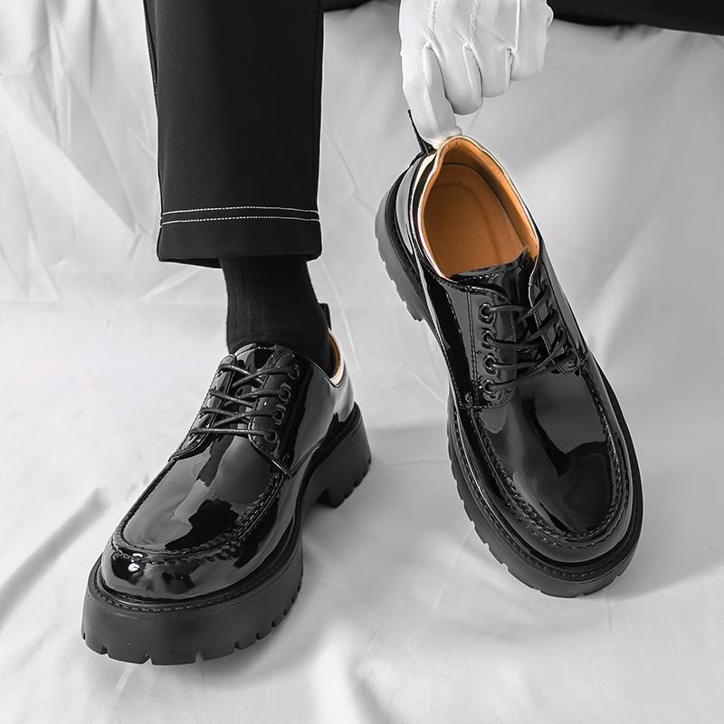 Fashion British Style Mens Leather Oxford Shoes Luxury Formal Business Wedding Dress Shoes Thick Bottom Anti-slip Wearable Casual Shoes