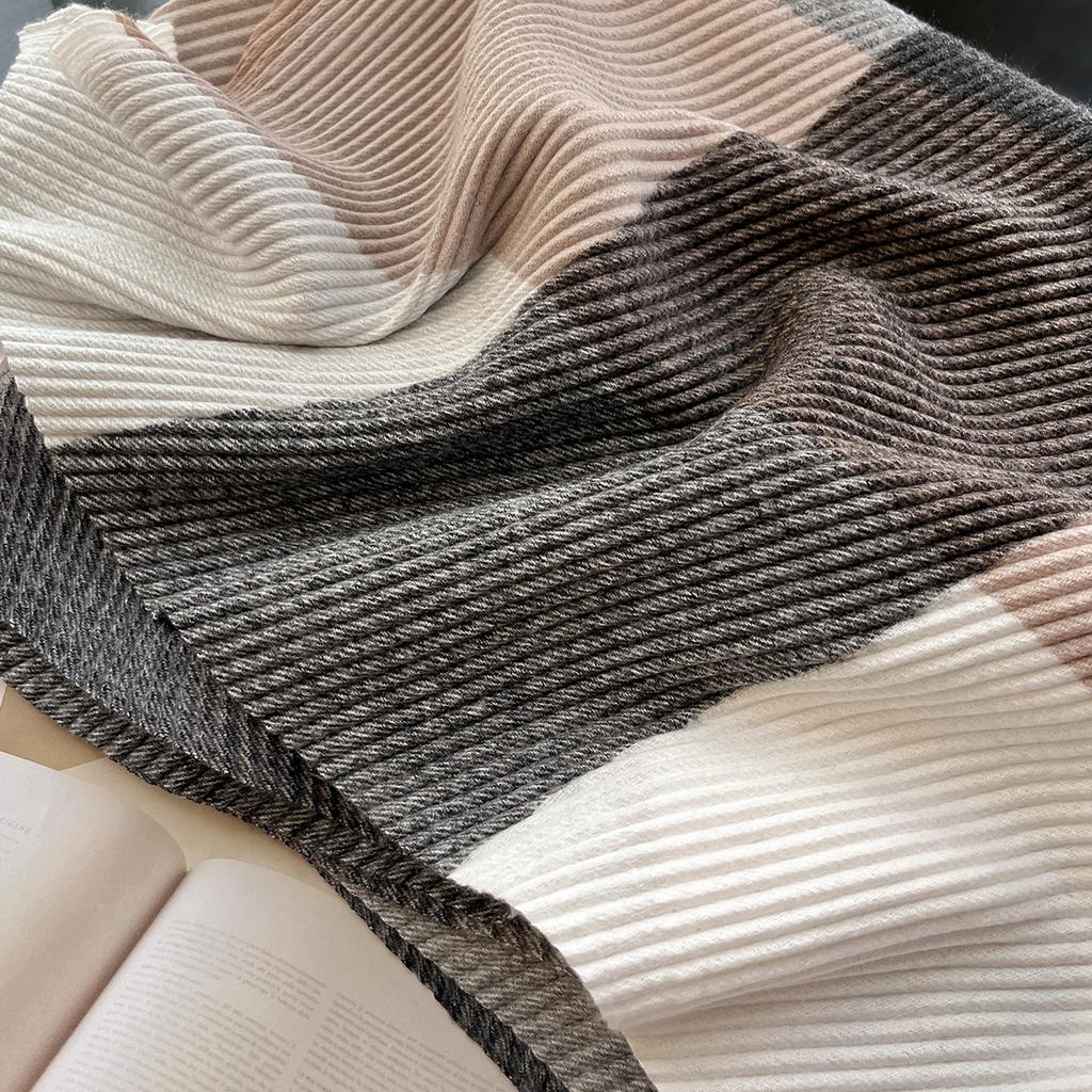 Women Winter Cashmere Scarf  Stripe Pashmina Luxury Brand Shawls and Wraps Bufanda Hijab Travel Stoles Echarpe Warm Blanket