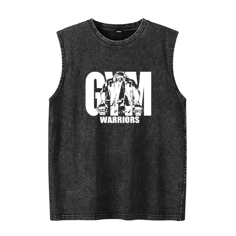 Men's Tank Top Motivational Gym Graphic T Shirts Summer Clothes Sleeveless Shirt Vintage Washed Vest Oversized