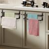 2Pcs Double Layer Towel Rod Stainless Steel Over Cabinet Towel Rack Storage Organizer Bathroom Door Hanging Kitchen Rag Shelf