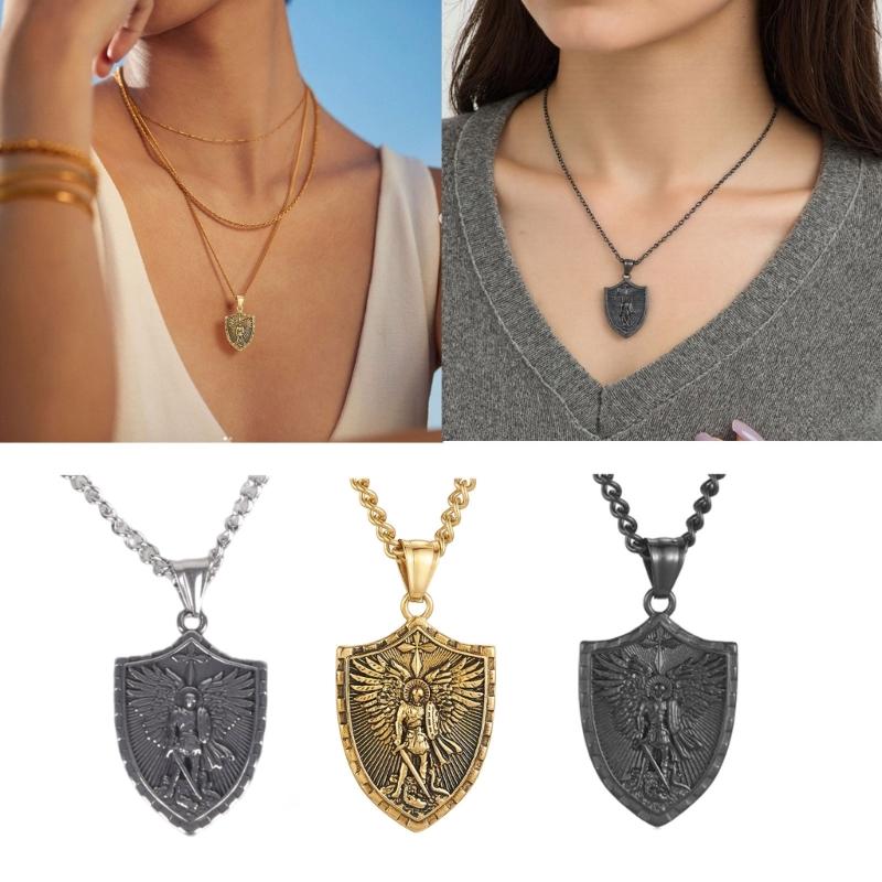 Punk Rock Stil Anhänger Halskette Robuste Edelstahl Engelschild Anhänger Halskette Stilvolle Halskette Schmuck