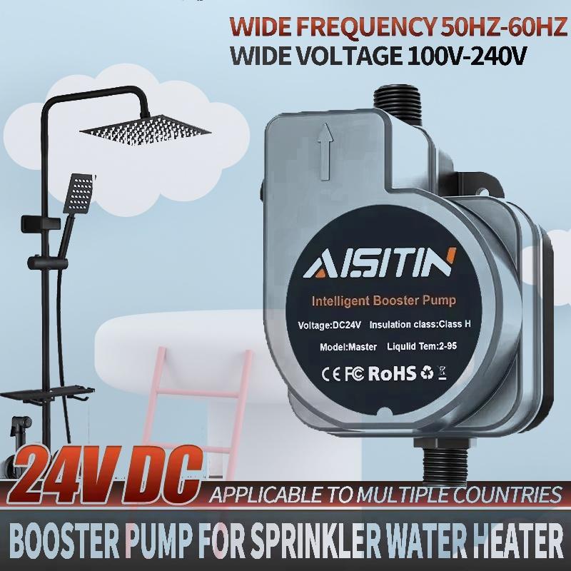 AISITIN Bomba Booster Bomba de Agua sin Escobillas 16m 24v IP56 Pome Controlador de Presión Automático Hogar Aumento Calentador de Agua
