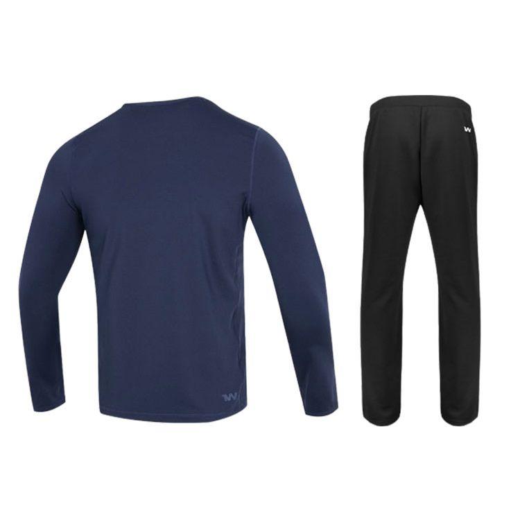 Under Armour Solid Color Crew Neck Long Sleeve T-Shirt And Sports Pants Casual Sports Set Men Sets Blue Black 22600307-408+21500737-001