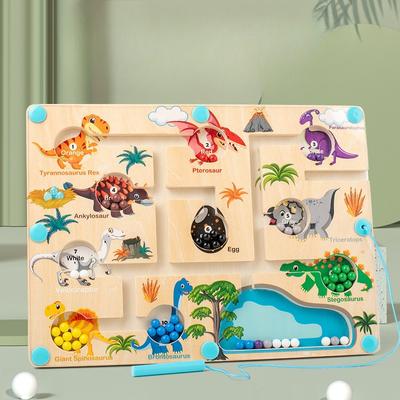Early Education Wood Magnetic Color Classification Dinosaur Traffic Labyrinth Walking Beads Table Games Puzzle Enlightenment Toys