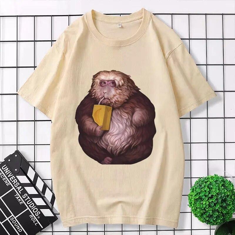Funny Zoon XingXing Monkey T-skjorte med grafisk trykk Sommer-t-skjorter i bomull med korte ermer Unisex-klær med o-hals Kul T-skjorte Oversized