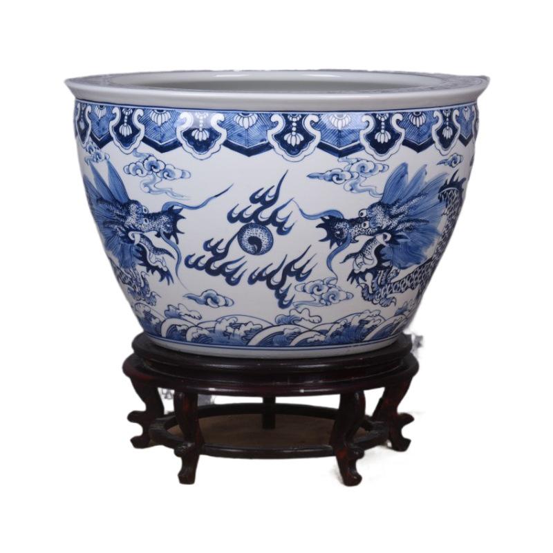 2024 New Chinese Hand-Painted Large Ceramic Fish Tank and Outdoor Flower Pot