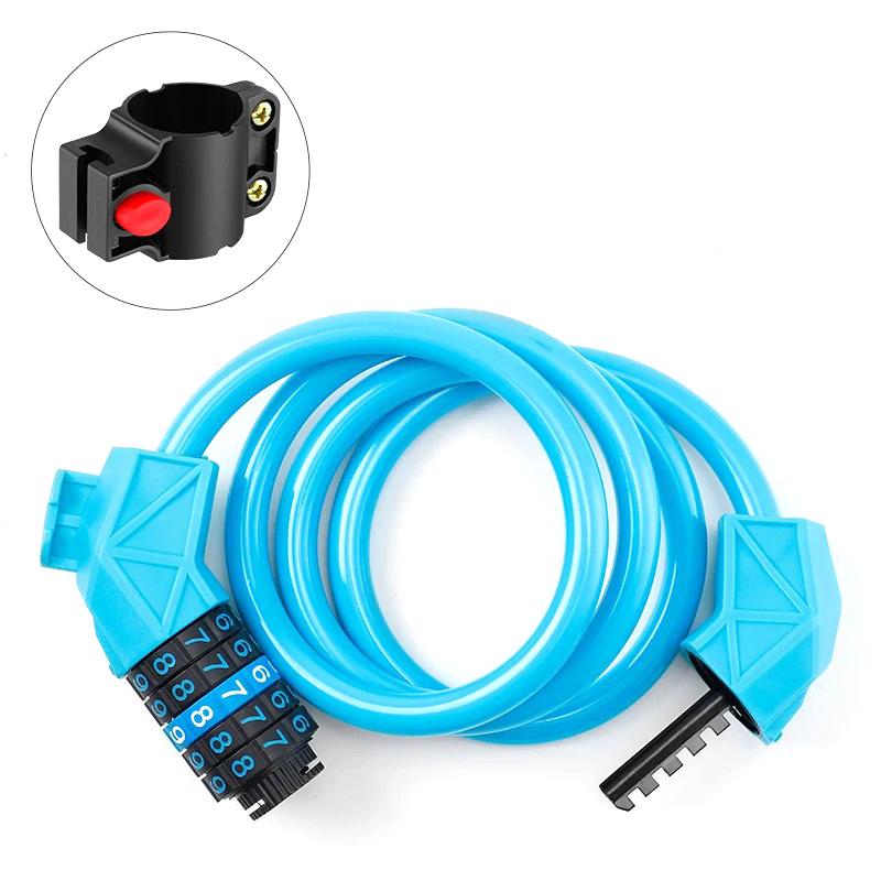 BG-4119 1.1m Bicycle Steel Cable Security Lock 5 Digit Password Anti-theft Bike Lock