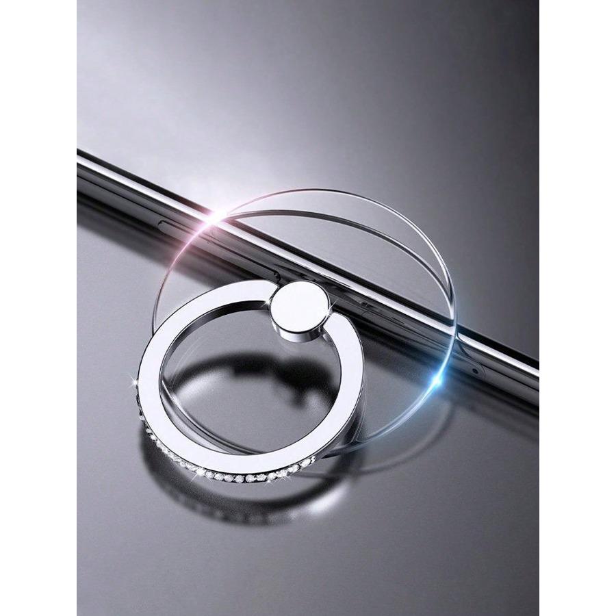 

1piece Clear Decor Rhinestone Phone Ring Holder, Round Finger Ring Bracket Metal Finger Ring Buckle 360 Degrees Rotating United States