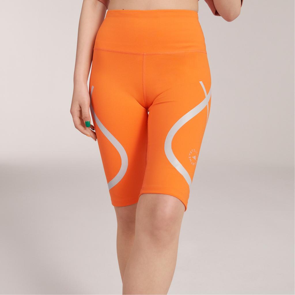 Adidas Stella McCartney Tpa Bike T Striped Print Back Zipper Pocket Sports Pants Women Pants Orange HT5015