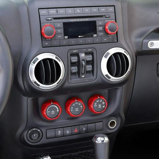 Red Air Condition AC Radio Switch Knob Ring Trim for 11+Jeep Wrangler JK/Compass