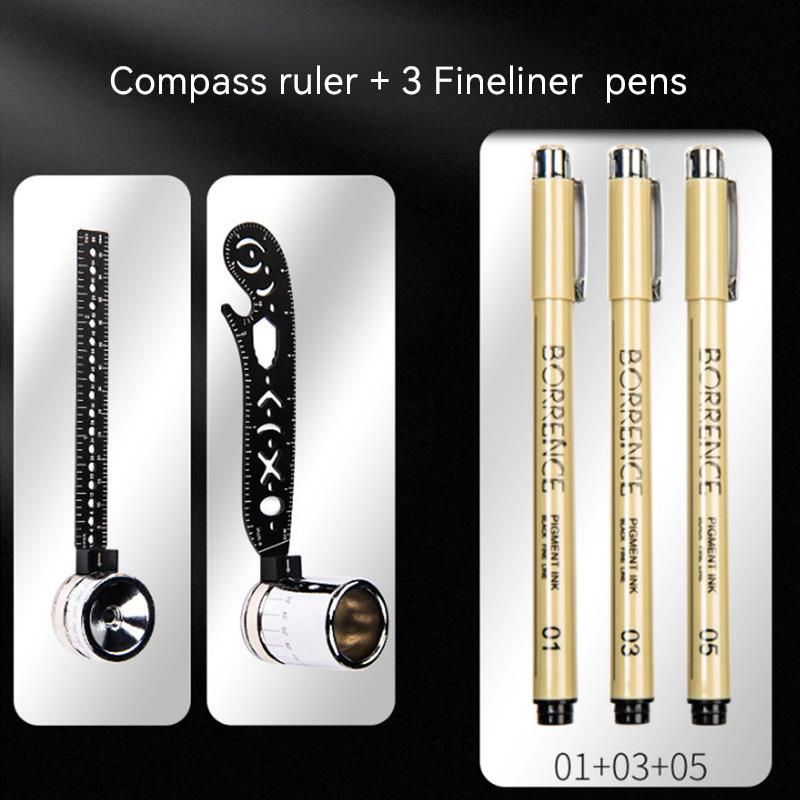 Multi Functional Compass Drawing Ruler for Circle Pattern Line Metal Geometry Homework Creative Auxiliary Circle Drawing Board