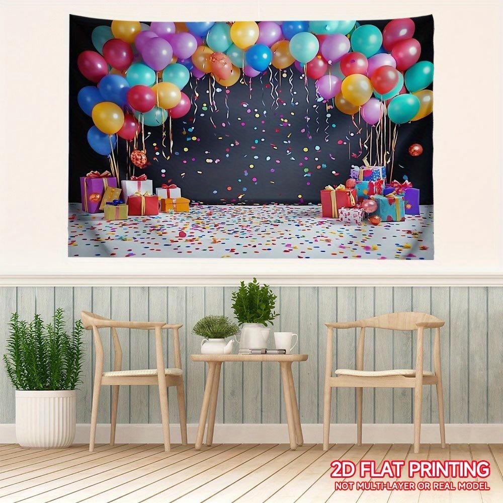 1pc Polyester Fiber Cartoon Balloons and Gifts Photography Backdrop for Birthday Party and Home Decor