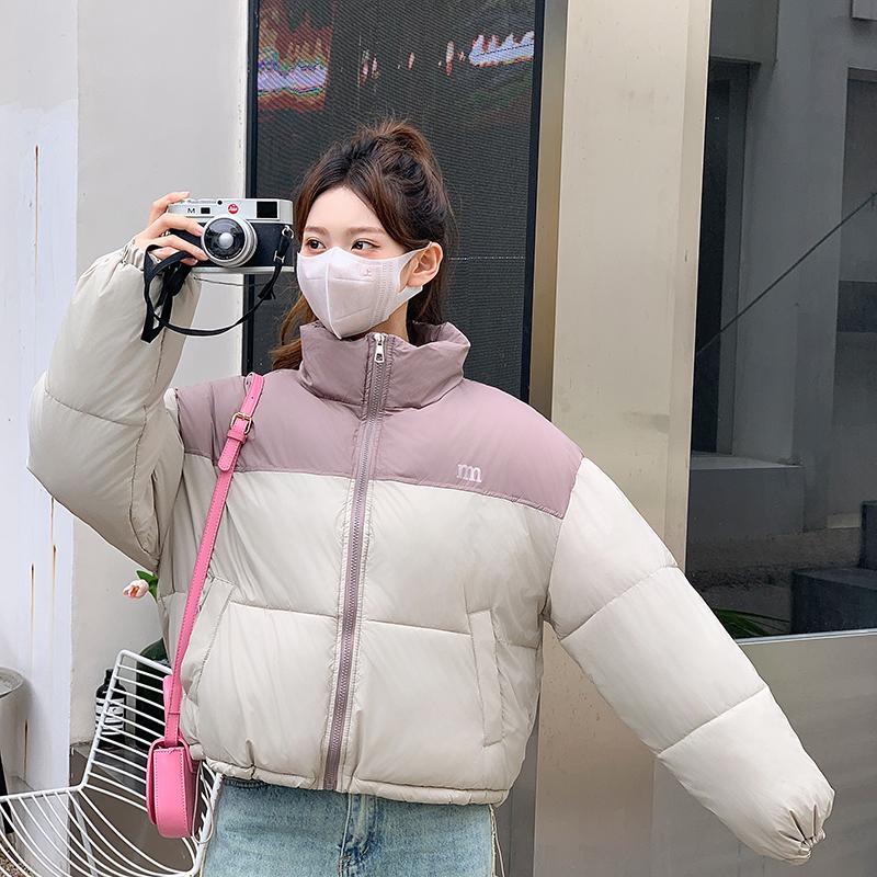 

Осінь-зима тепла коротка куртка жіноча тонка стійка комір пальто парки Верхній одяг M-XL XL абрикосовий